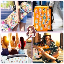 50张可爱公主贴纸，适用于吉他、滑板、水瓶、保险杠、头盔、滑雪板、笔记本电脑、手机壳、冰箱门、行李箱、摩托车、汽车配件、玩具等，可作礼物。 - 彩色 - 查看 5