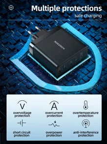 Cabezal de cargador rápido Rocoren 140W PD - Negro - Ver 4