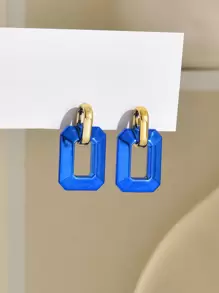 1 Đôi bông tai Acrylic phong cách thời trang Hàn Quốc dành cho nữ, do ánh sáng và góc chụp, có thể có sự khác biệt nhỏ về màu sắc giữa sản phẩm thực tế và hình ảnh - Xanh đậm - Xem 2