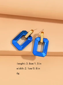 1 Đôi bông tai Acrylic phong cách thời trang Hàn Quốc dành cho nữ, do ánh sáng và góc chụp, có thể có sự khác biệt nhỏ về màu sắc giữa sản phẩm thực tế và hình ảnh - Xanh đậm - Xem 3