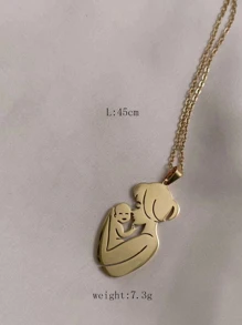 1 件女士愛心項鍊 - 可愛鎖骨鏈 - 金黃色 - 查看 4