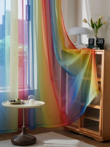 1入組漸變彩虹色薄紗窗簾 - 彩色 - 查看 5