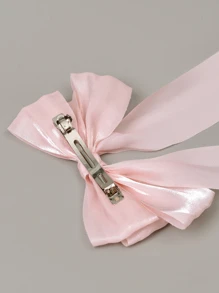 Grampo de cabelo com laço de fita de tecido de cetim para meninas, grampo de primavera com laço de cetim brilhante, adequado para o dia a dia ou para a escola, lançamento primavera/verão - Rosa - Ver 3