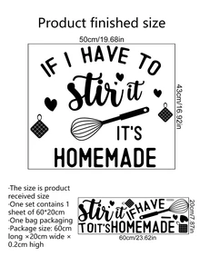 1pc Kitchenware & Slogan Graphic Kitchen Sticker - Black - View 6