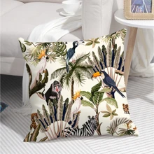 1入組熱帶印花樹葉印花靠墊套不附帶墊芯 - 彩色 - 查看 1