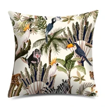 1入組熱帶印花樹葉印花靠墊套不附帶墊芯 - 彩色 - 查看 3