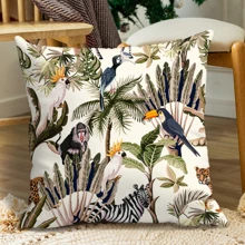 1入組熱帶印花樹葉印花靠墊套不附帶墊芯 - 彩色 - 查看 7