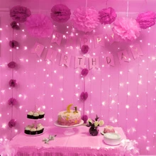 JMEXSUSS 300 LED Pink Curtain Lights Indoor, Christmas Lights Plug In, 8 Modes Pink String Lights For Bedroom Window Wall Party Backdrop Xmas Valentine Decorations, 9.8x9.8ft - 粉色 - 查看 6