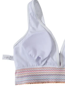 條紋織帶比基尼泳裝