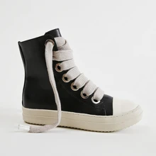 Men Lace Up High Top Skate Shoes, Sporty Outdoor Sneakers - Black - View 3