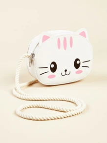 貓咪一號斜背包 - 白色 - 查看 3