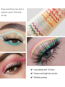 HANDAIYAN 12pcs Quick-Drying, Non-Smudge Matte Colored Fine-Tip Starry Sky Eyeliner Pencil Set, High Pigmentation, Non-Clumping, Beginner-Friendly, Suitable For Daily Commute/Holiday Makeup, Cosmetic Product, Face Painting, Makeup, Suitable For Women, Winter/Spring, Best For Birthday, Valentine's Day Gifts, Carnival Party, Y2K Fancy Fashion - Angel - 查看 2