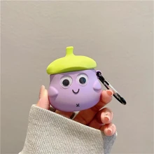 Estuche de auriculares con diseño lindo de berenjena compatible con auriculares Bluetooth de Apple (auriculares no incluidos) - Morado - Ver 6