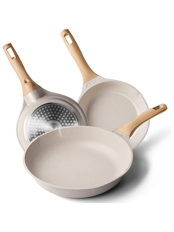 Caannasweis 3 Pieces Nonstick Frying Pan Set Granite Skillet Set