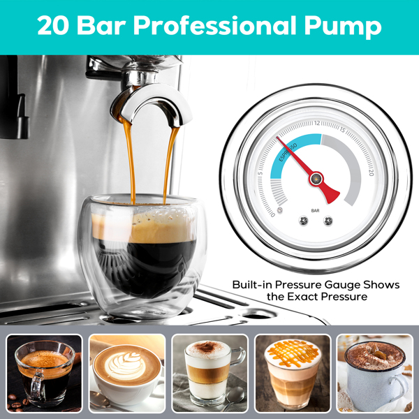 CASABREWS Espresso Machine With Grinder, Professional Espresso Maker With Milk Frother Steam