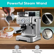 CASABREWS Espresso Machine With Grinder, Professional Espresso Maker With Milk Frother Steam Wand, Barista Espresso Coffee Machine With Removable Water Tank for Cappuccinos or Lattes, Gift for Mom Dad