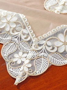 1入組蕾絲桌布 - 棕色 - 查看 3