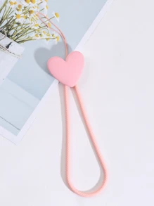 1pc Heart Decor Silicone Phone Lanyard - Pink - View 3