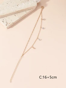 Rhinestone Decor Layered Chain Bracelet - Yellow Gold - View 3