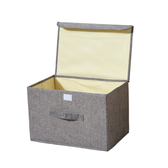 1pc Washable  Linen Fabric Folding CD Storage Box Foldable Bins Toys Organizer With Lid Storage Basket Laundry Basket