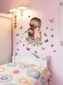 1 miếng dán tường PVC, hình sáng tạo & họa tiết bướm, miếng dán tường chống thấm nước dùng để trang trí tường nhà, miếng dán, miếng dán tường, miếng dán vinyl dùng để trang trí nhà cửa, vật dụng trang trí mùa xuân làm mới ngôi nhà của bạn, miếng dán trang trí Rama làm quà tặng sinh nhật tốt nghiệp - Nhiều màu - Xem 3