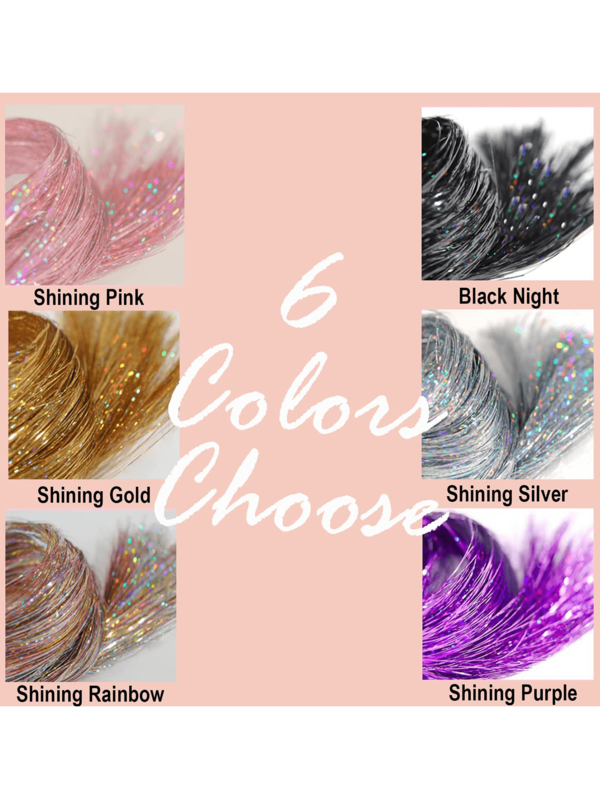 6Pcs Clipin Hair Tinsel Kit Shining Galaxy 20 Inch Heat Resistant