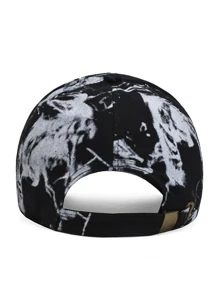 Men Graphic Baseball Cap - Black and White - View 3