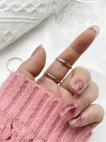 1入組纏繞式戒指秋天首飾類戒指禮品 - 銀色 - 查看 4