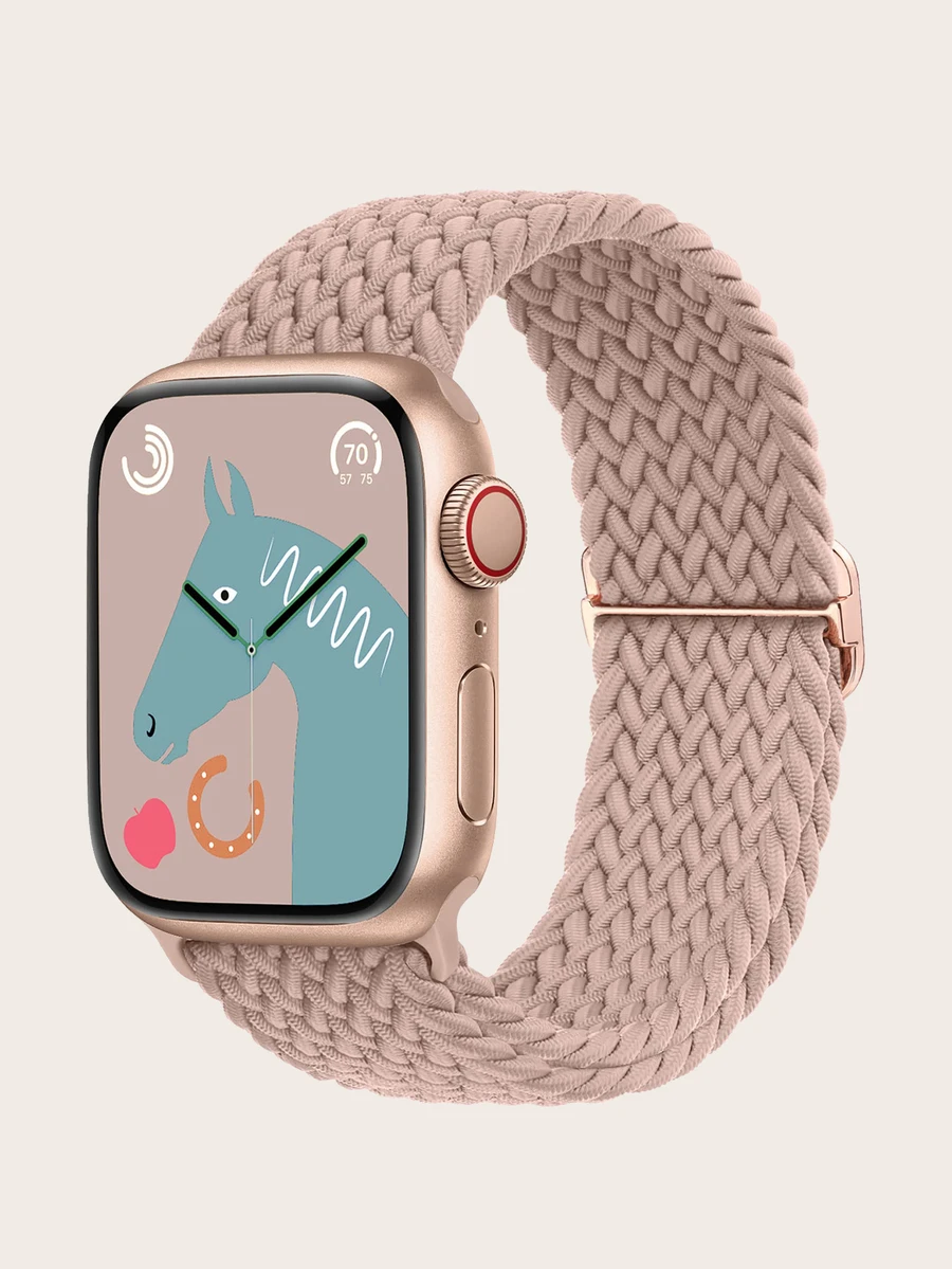 1入組編織織物彈性錶帶適用於Apple Watch - 粉色 - 查看 1