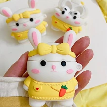 Ốp lưng hình thỏ hoạt hình dễ thương của Apple tương thích với AirPods - Màu vàng - Xem 1