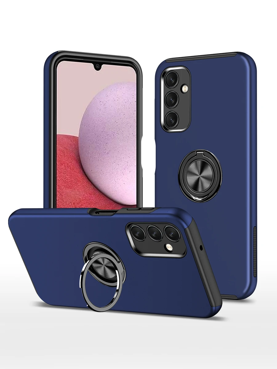 父亲节手机壳带指环支架，国际版，非国内版 - 藍色 - 查看 1