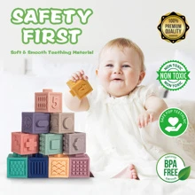 Đồ chơi Montessori 3 trong 1 của Springflower cho bé 0-3-6-12 tháng, Đồ chơi mọc răng mềm cho bé, Khối xây dựng xếp chồng cho trẻ sơ sinh, Đồ chơi giáo dục phát triển giác quan cho bé 12-18 tháng, Trang trí phòng 23 CÁI - Màu be - Xem 2