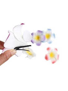 女士时尚夏威夷白色鸡蛋花泡沫发夹拉法帽 2 件装 适合海滩