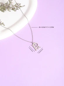 1 Vòng Cổ Mặt Dây Chuyền Chữ Cái Bằng Thép Không Gỉ, Vòng Cổ Cặp Đôi Phong Cách Gothic - Bạc - Xem 4