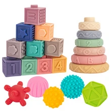 Đồ chơi Montessori 3 trong 1 của Springflower cho bé 0-3-6-12 tháng, Đồ chơi mọc răng mềm cho bé, Khối xây dựng xếp chồng cho trẻ sơ sinh, Đồ chơi giáo dục phát triển giác quan cho bé 12-18 tháng, Trang trí phòng 23 CÁI - Màu be - Xem 7