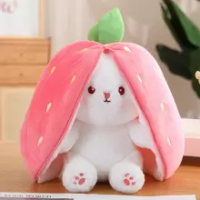 18CM Creative Carrot Strawberry Bag Transform To Rabbit Plush Toys Stuffed Soft Animal Pillow Funny Toy for Children Baby