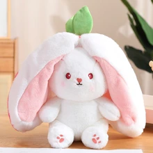 18CM Creative Carrot Strawberry Bag Transform To Rabbit Plush Toys Stuffed Soft Animal Pillow Funny Toy for Children Baby