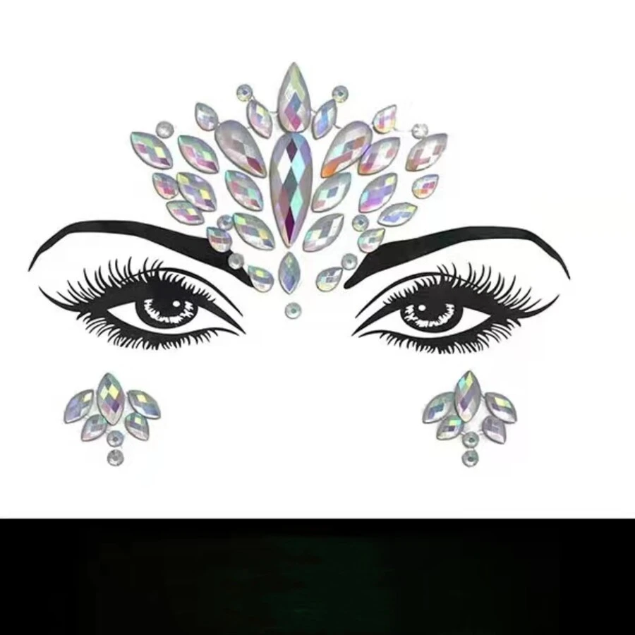 1入組夜晚發光幾何樣式派對前額貼紙 - 彩色 - 查看 1