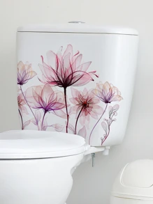 1 pieza Calcomanía con diseño de flores para tapa de inodoro, pegatinas, calcomanía de pared, calcomanía de vinilo para decoración del hogar, artículos de decoración de primavera para refrescar tu hogar, pegatinas de decoración Rama - Multicolor - Ver 7