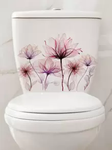 1 pieza Calcomanía con diseño de flores para tapa de inodoro, pegatinas, calcomanía de pared, calcomanía de vinilo para decoración del hogar, artículos de decoración de primavera para refrescar tu hogar, pegatinas de decoración Rama - Multicolor - Ver 3
