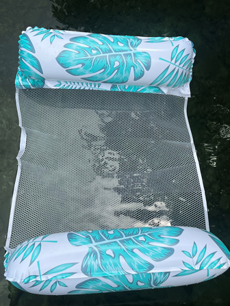 1 buc hamac plutitor pentru piscină cu model de frunze din PVC