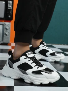 Giày chạy bộ thể thao cho nam, Giày thể thao buộc dây phía trước màu - Đen và trắng - Xem 3