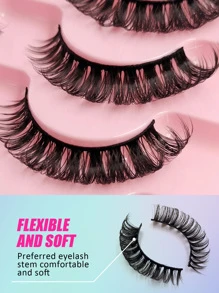 Asiteo Russian Strip Lashes 10 Pairs D Curl Fluffy Faux Mink Lashes Dramatic Volume Fake Eyelashes Extensions Makeup Strip Lashes,Lashes,Eyelashes,Fake Lashes
