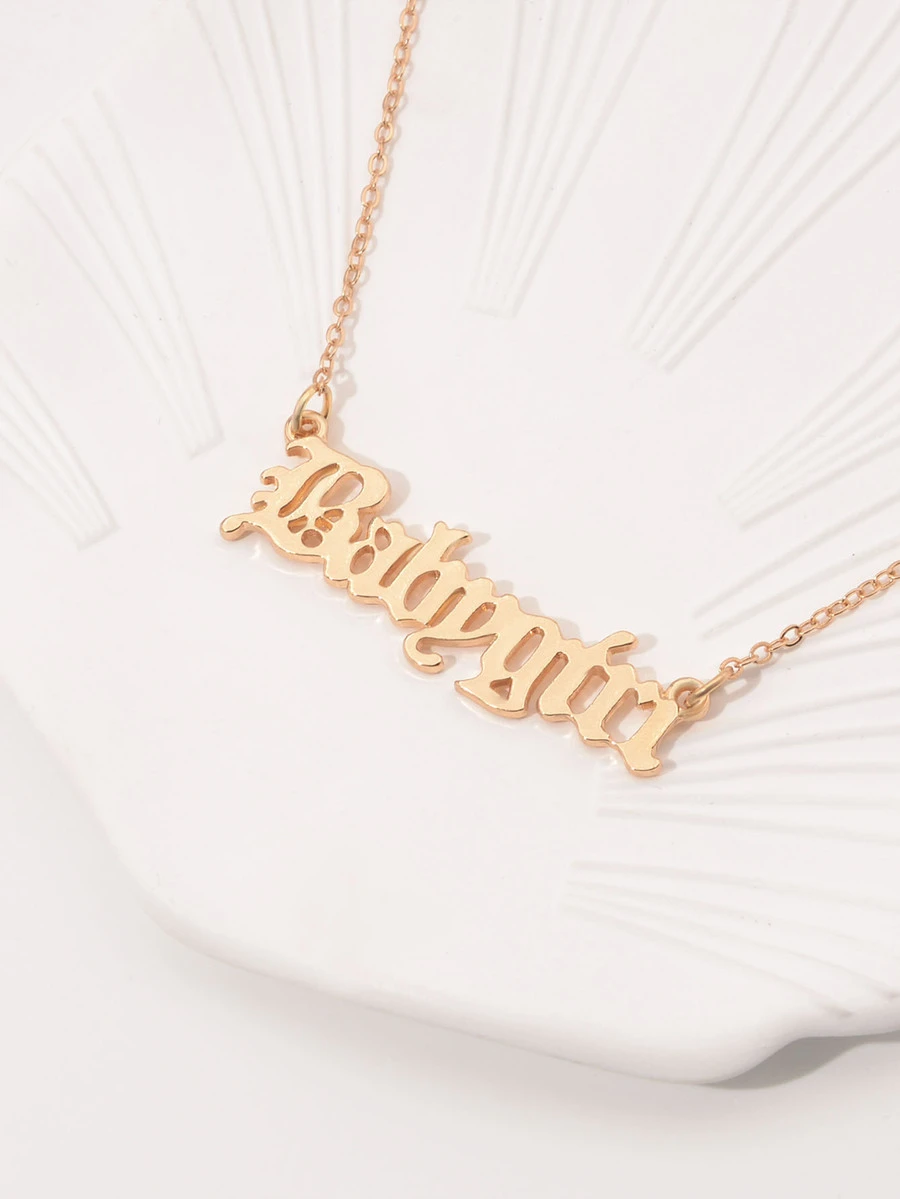 1 chiếc vòng cổ mặt chữ thời trang cho bé gái, thích hợp để bé gái đeo hàng ngày - Vàng - Xem 1