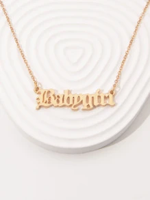 1 chiếc vòng cổ mặt chữ thời trang cho bé gái, thích hợp để bé gái đeo hàng ngày - Vàng - Xem 2