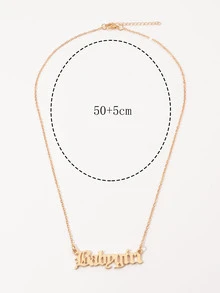 1 chiếc vòng cổ mặt chữ thời trang cho bé gái, thích hợp để bé gái đeo hàng ngày - Vàng - Xem 3