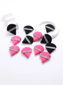 Có thể tái sử dụng Đệm khí Puff , 12 cái Tam giác Thiết kế Đồ trang trí Rhinestone Bọt biển trang điểm Bột Puff Nước Tẩy trang Tấm lót Đối với Trang điểm - Nhiều màu - Xem 1