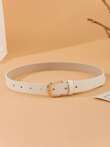 1 pieza Cinturón de piel sintética de unicolor versátil y decorativo con hebilla cuadrada elegante y minimalista, adecuado para vestidos, camisetas, vaqueros, ropa casual/de oficina, verano, escuela