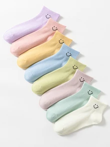 8 pares Calcetines tobilleros expresión patrón - Multicolor - Ver 2