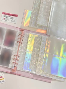 10pcs Laser Photo Album, Modern Portable Card Storage For Student - Clear - View 5